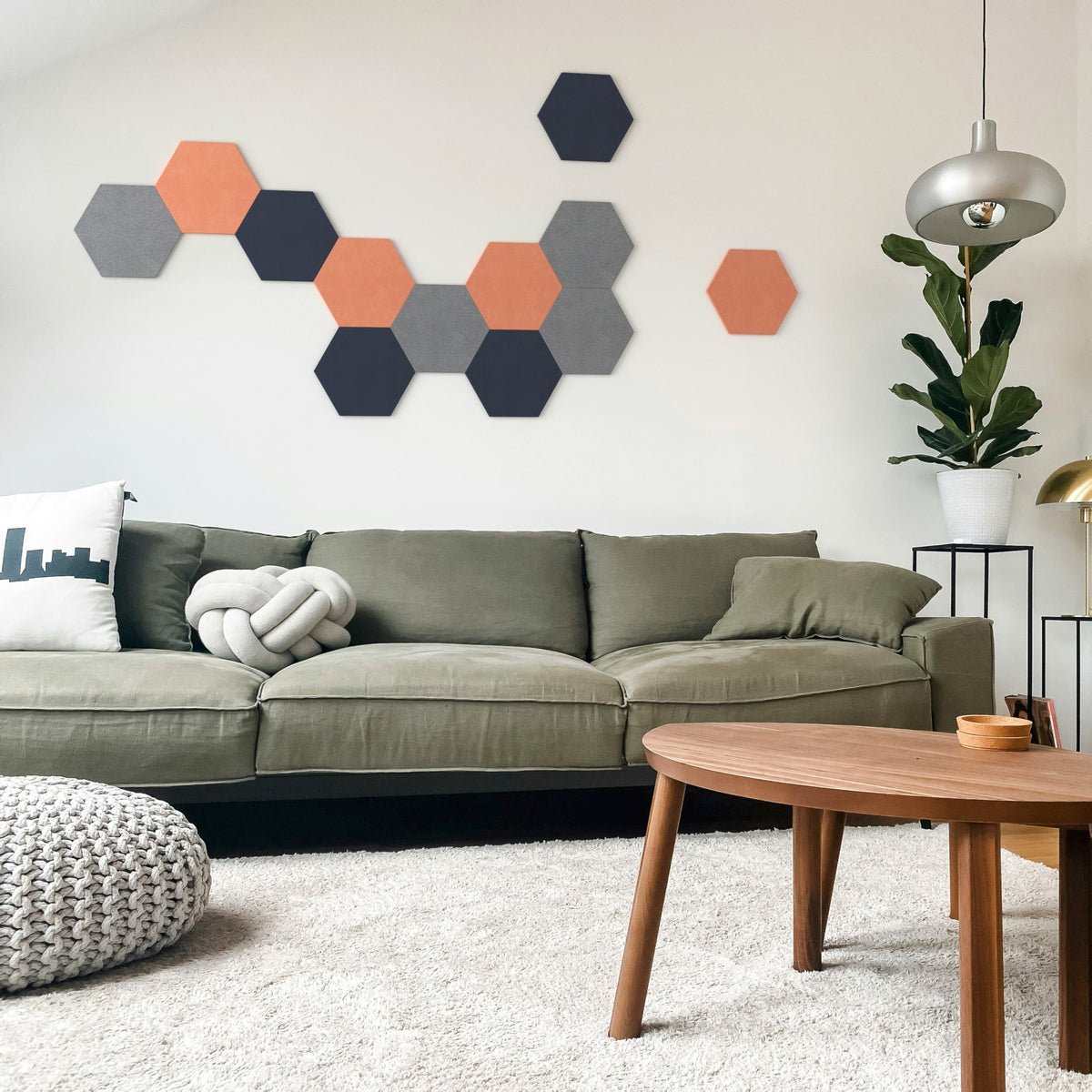 Peel n Stick Hexagon Acoustic Wall Tiles - QTY 6