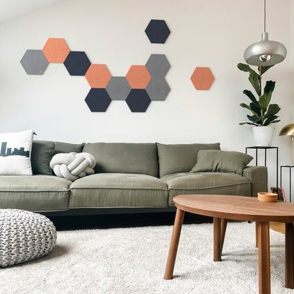 Peel n Stick Hexagon Acoustic Wall Tiles - QTY 6