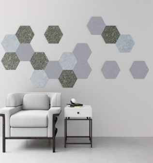 Peel n Stick Hexagon Acoustic Wall Tiles - QTY 6