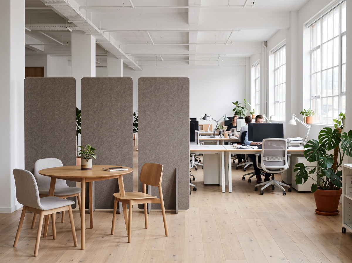Styled visualisation: Room Mate free standing room divider in Dune in an open-plan office